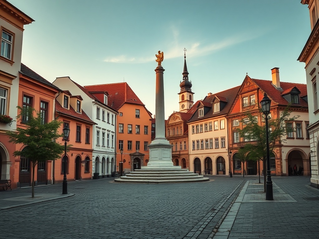 Widok na historyczne centrum Mikołowa z charakterystyczną architekturą